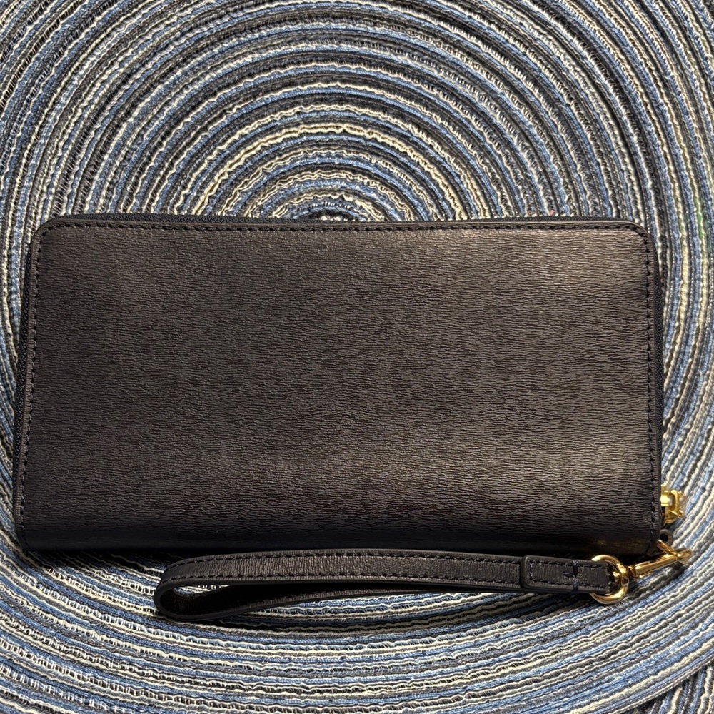 Tory Burch Navy Blue Wristlet with Gold Emblem - Picture 2 of 6